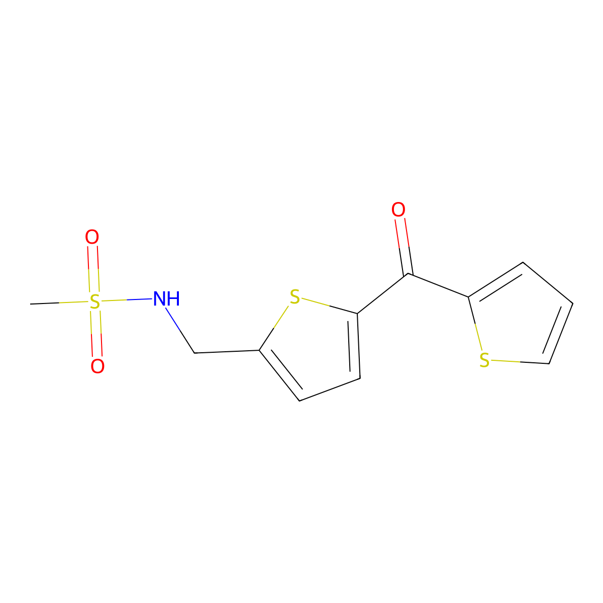 N-{[5-(Thiophene-2-carbonyl)thiophen-2-YL]methyl}methanesulfonamide molecular structure, CAS 1421481-57-3