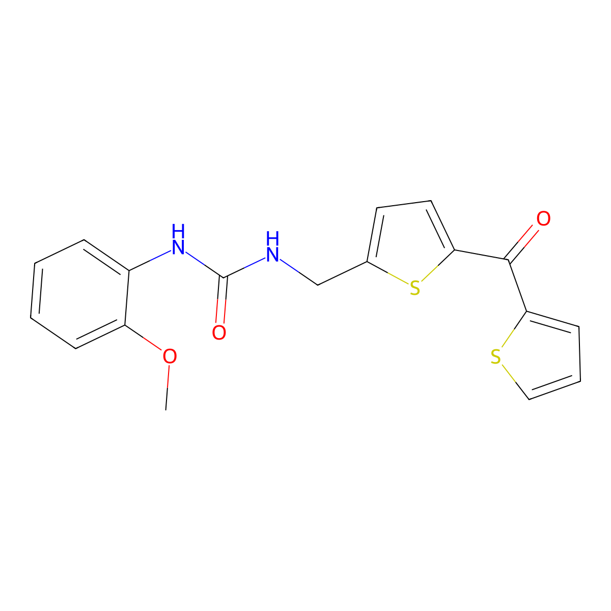 1-(2-Methoxyphenyl)-3-((5-(thiophene-2-carbonyl)thiophen-2-yl)methyl)urea molecular structure, CAS 1421481-61-9