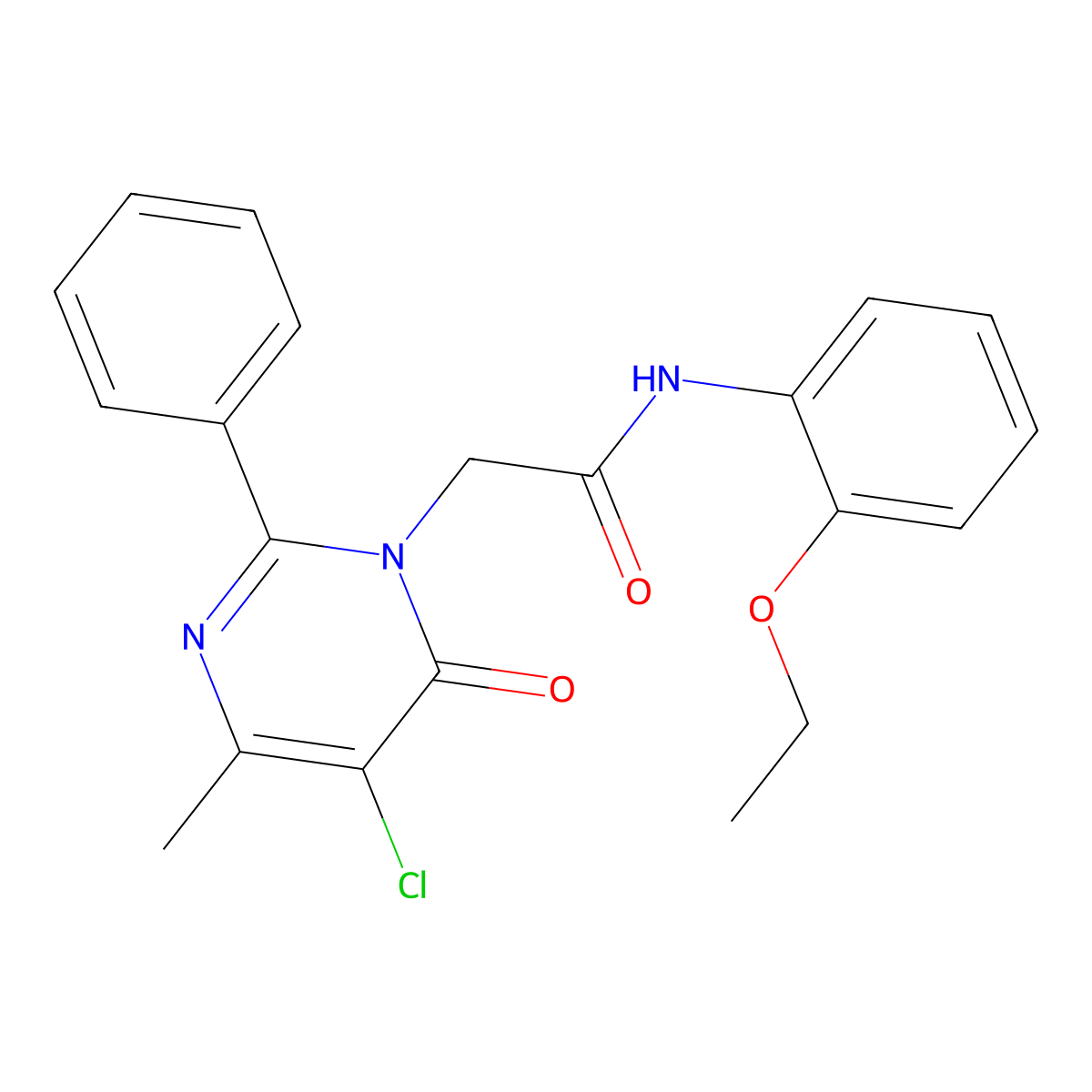 2-(5-chloro-4-methyl-6-oxo-2-phenylpyrimidin-1(6H)-yl)-N-(2-ethoxyphenyl)acetamide molecular structure, CAS 1421481-65-3
