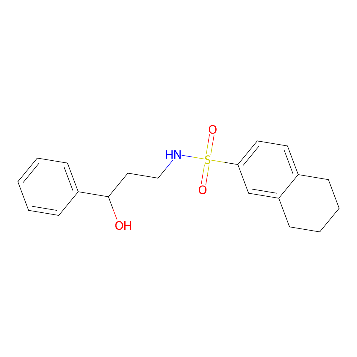 N-(3-hydroxy-3-phenylpropyl)-5,6,7,8-tetrahydronaphthalene-2-sulfonamide molecular structure, CAS 1421481-66-4