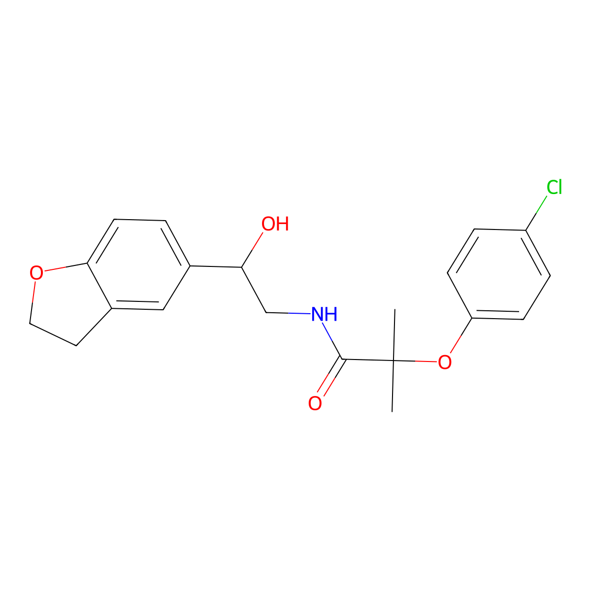 2-(4-chlorophenoxy)-N-(2-(2,3-dihydrobenzofuran-5-yl)-2-hydroxyethyl)-2-methylpropanamide molecular structure, CAS 1421481-73-3