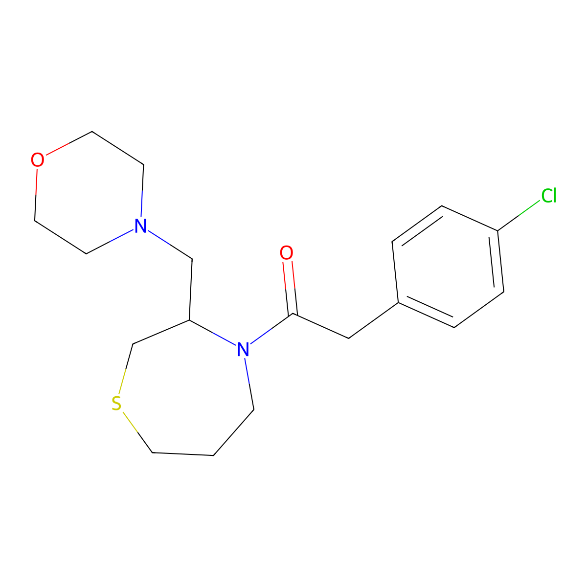 2-(4-Chlorophenyl)-1-(3-(morpholinomethyl)-1,4-thiazepan-4-yl)ethanone molecular structure, CAS 1421481-80-2