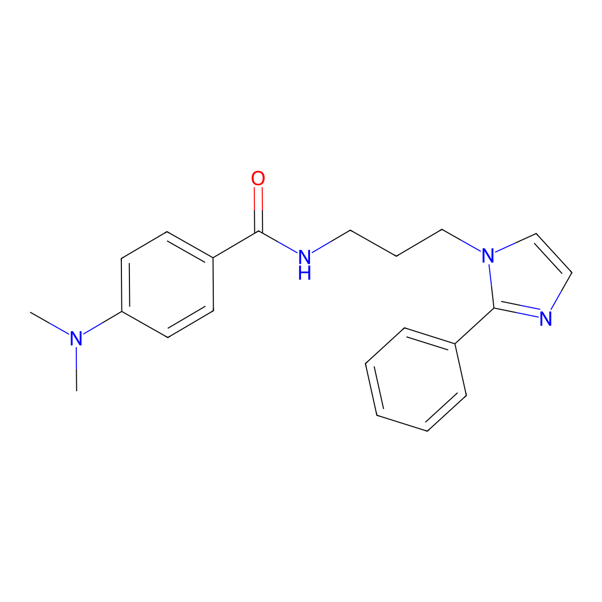 4-(dimethylamino)-N-(3-(2-phenyl-1H-imidazol-1-yl)propyl)benzamide molecular structure, CAS 1421481-85-7