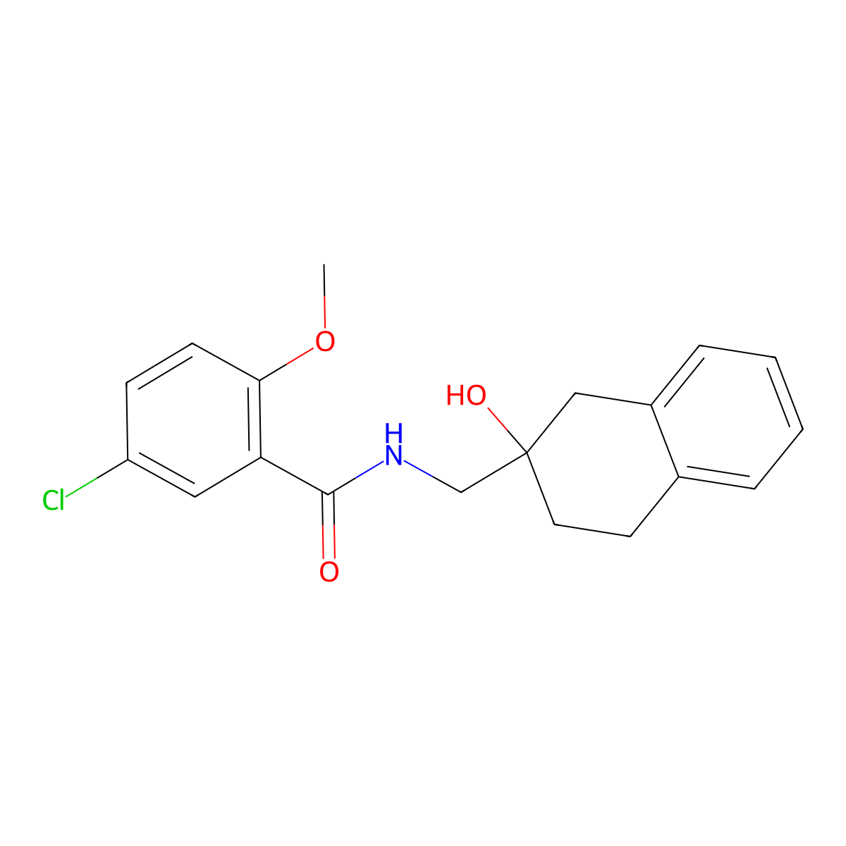 5-chloro-N-((2-hydroxy-1,2,3,4-tetrahydronaphthalen-2-yl)methyl)-2-methoxybenzamide molecular structure, CAS 1421481-88-0