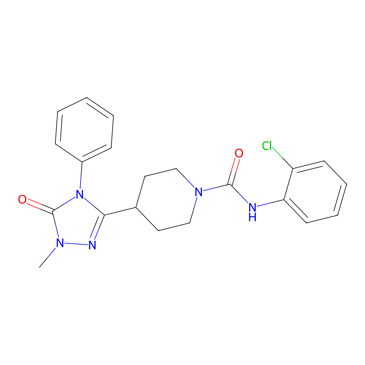 N-(2-chlorophenyl)-4-(1-methyl-5-oxo-4-phenyl-4,5-dihydro-1H-1,2,4-triazol-3-yl)piperidine-1-carboxamide molecular structure, CAS 1421481-98-2