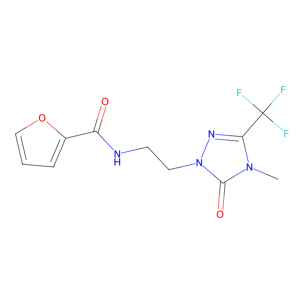 N-{2-[4-methyl-5-oxo-3-(trifluoromethyl)-4,5-dihydro-1H-1,2,4-triazol-1-yl]ethyl}furan-2-carboxamide molecular structure, CAS 1421482-03-2