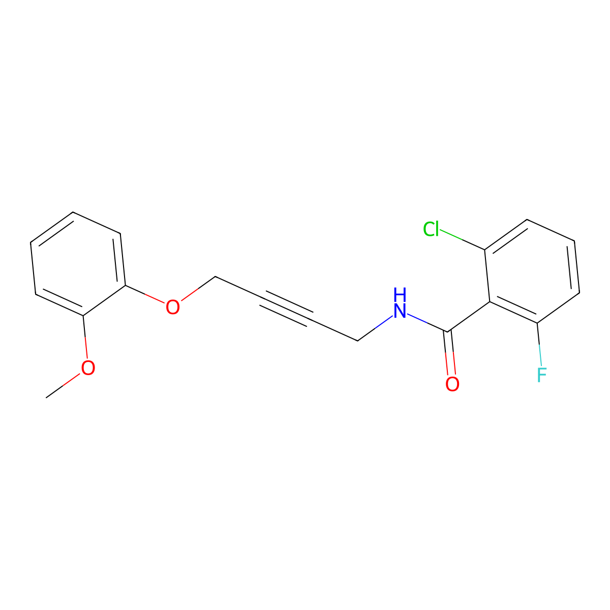 2-Chloro-6-fluoro-N-[4-(2-methoxyphenoxy)but-2-YN-1-YL]benzamide molecular structure, CAS 1421482-06-5