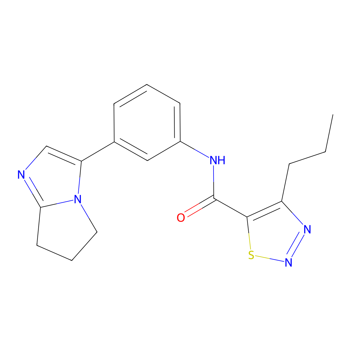 N-(3-(6,7-dihydro-5H-pyrrolo[1,2-a]imidazol-3-yl)phenyl)-4-propyl-1,2,3-thiadiazole-5-carboxamide molecular structure, CAS 1421482-10-1