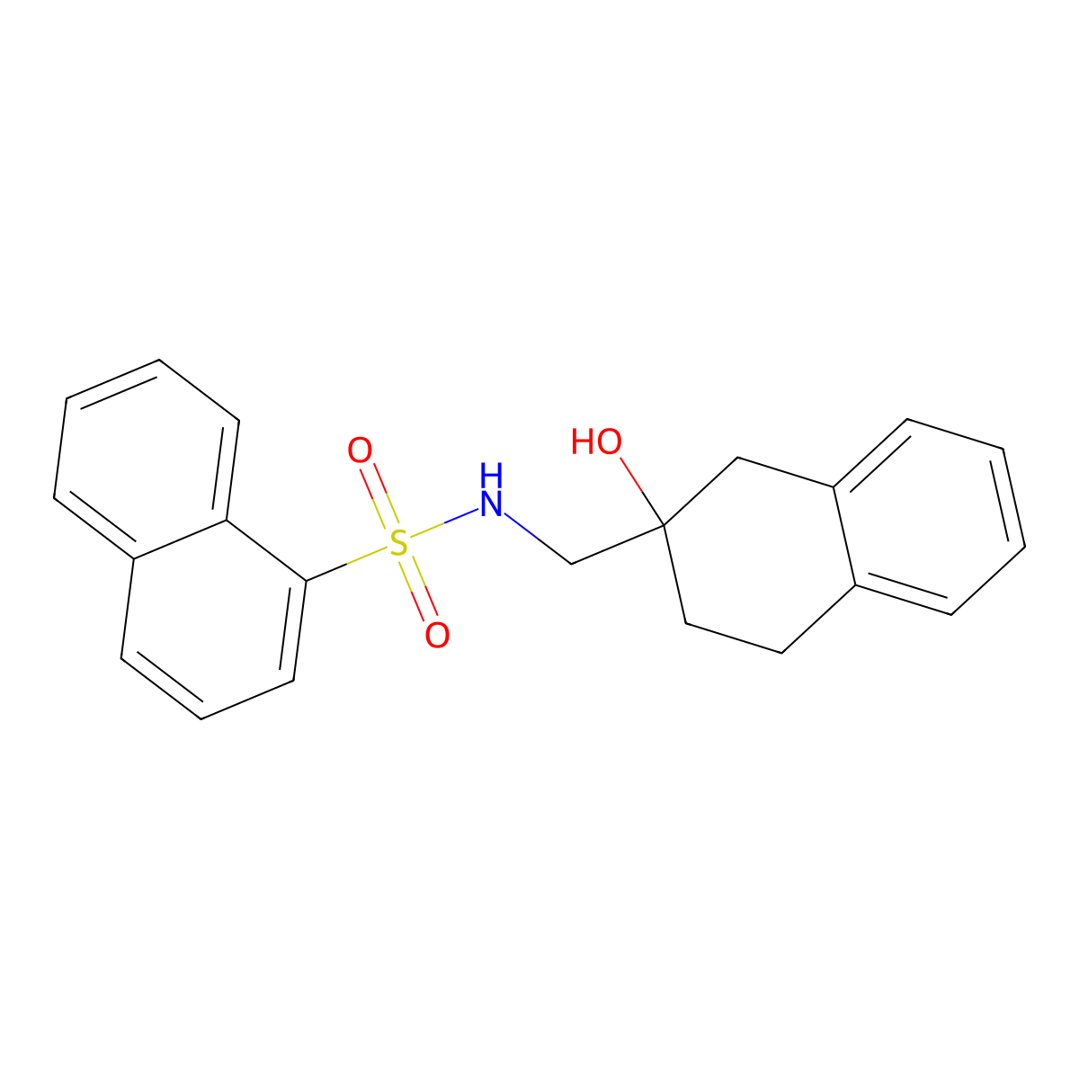 N-((2-hydroxy-1,2,3,4-tetrahydronaphthalen-2-yl)methyl)naphthalene-1-sulfonamide molecular structure, CAS 1421482-12-3