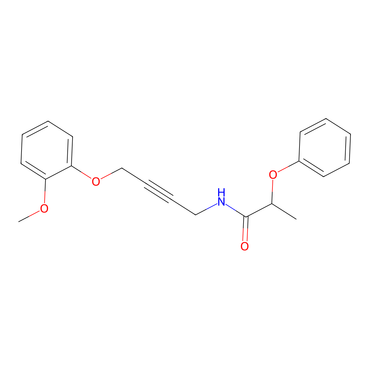 N-(4-(2-methoxyphenoxy)but-2-yn-1-yl)-2-phenoxypropanamide molecular structure, CAS 1421482-13-4