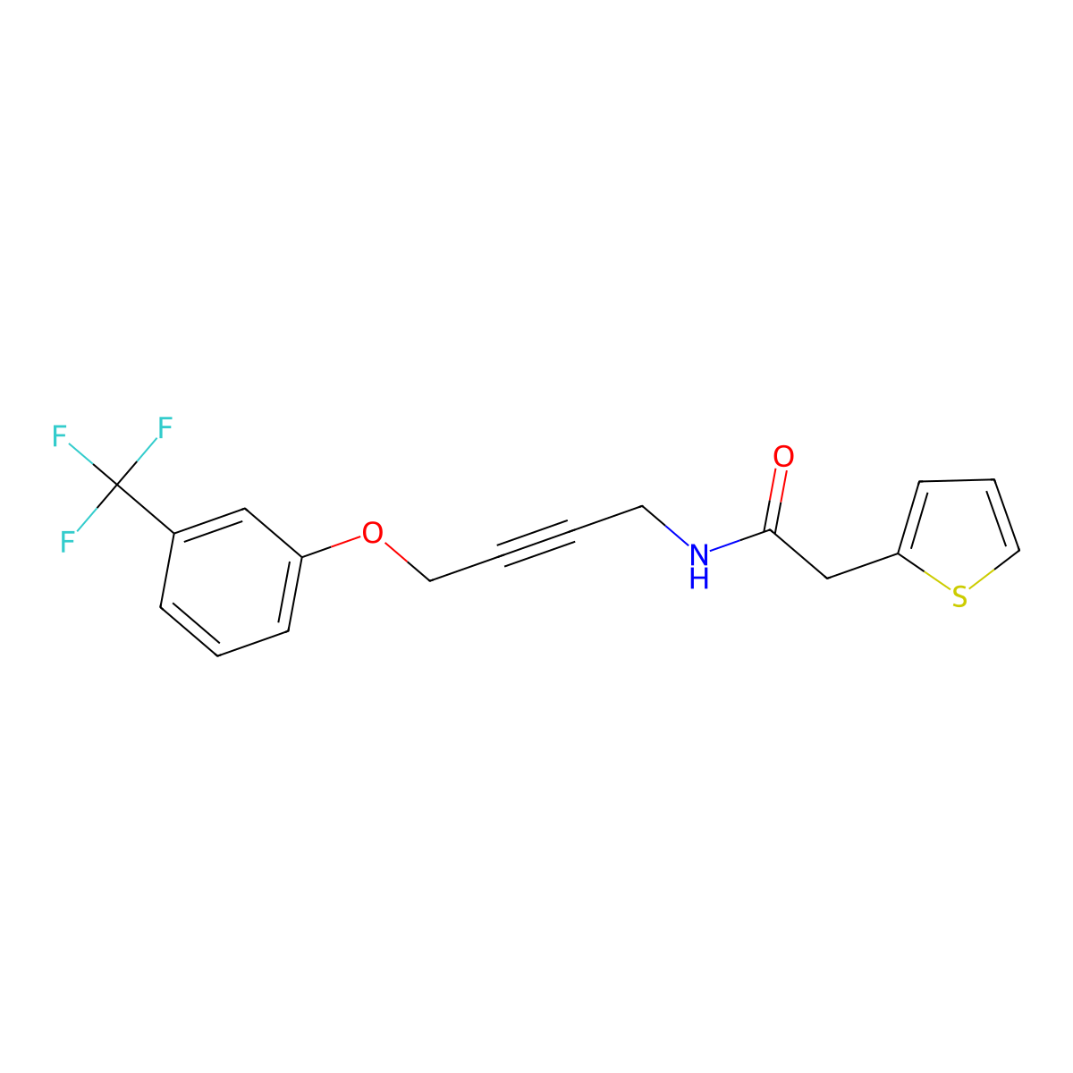 2-(Thiophen-2-YL)-N-{4-[3-(trifluoromethyl)phenoxy]but-2-YN-1-YL}acetamide molecular structure, CAS 1421482-27-0
