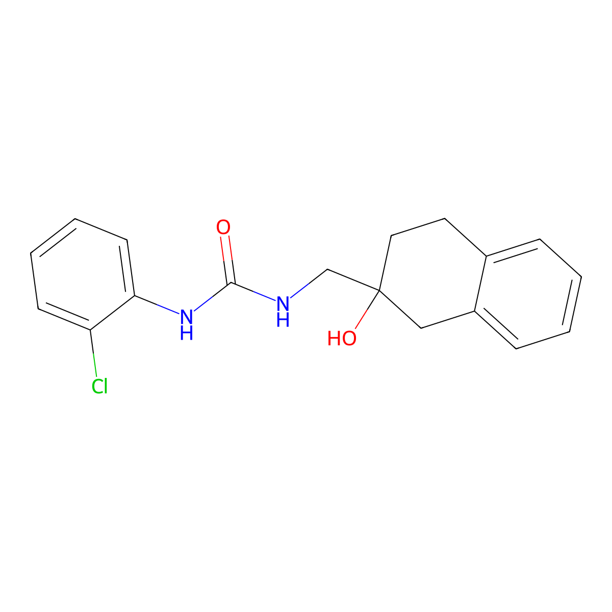 1-(2-Chlorophenyl)-3-((2-hydroxy-1,2,3,4-tetrahydronaphthalen-2-yl)methyl)urea molecular structure, CAS 1421482-28-1