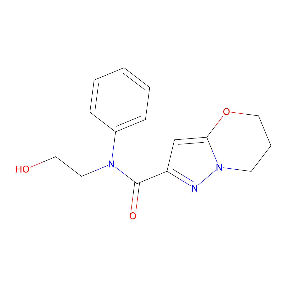 N-(2-hydroxyethyl)-N-phenyl-6,7-dihydro-5H-pyrazolo[5,1-b][1,3]oxazine-2-carboxamide molecular structure, CAS 1421482-31-6