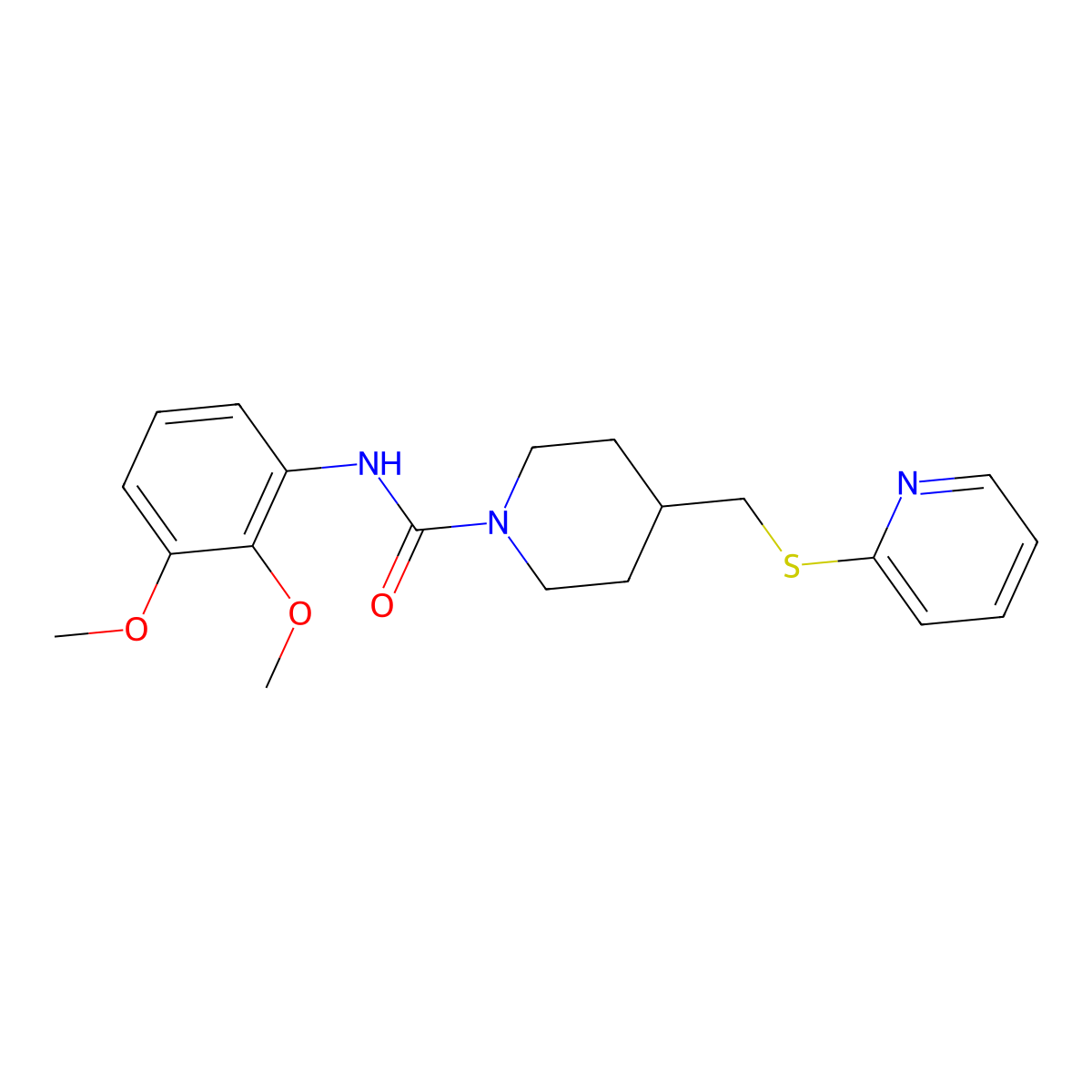 N-(2,3-dimethoxyphenyl)-4-((pyridin-2-ylthio)methyl)piperidine-1-carboxamide molecular structure, CAS 1421482-36-1