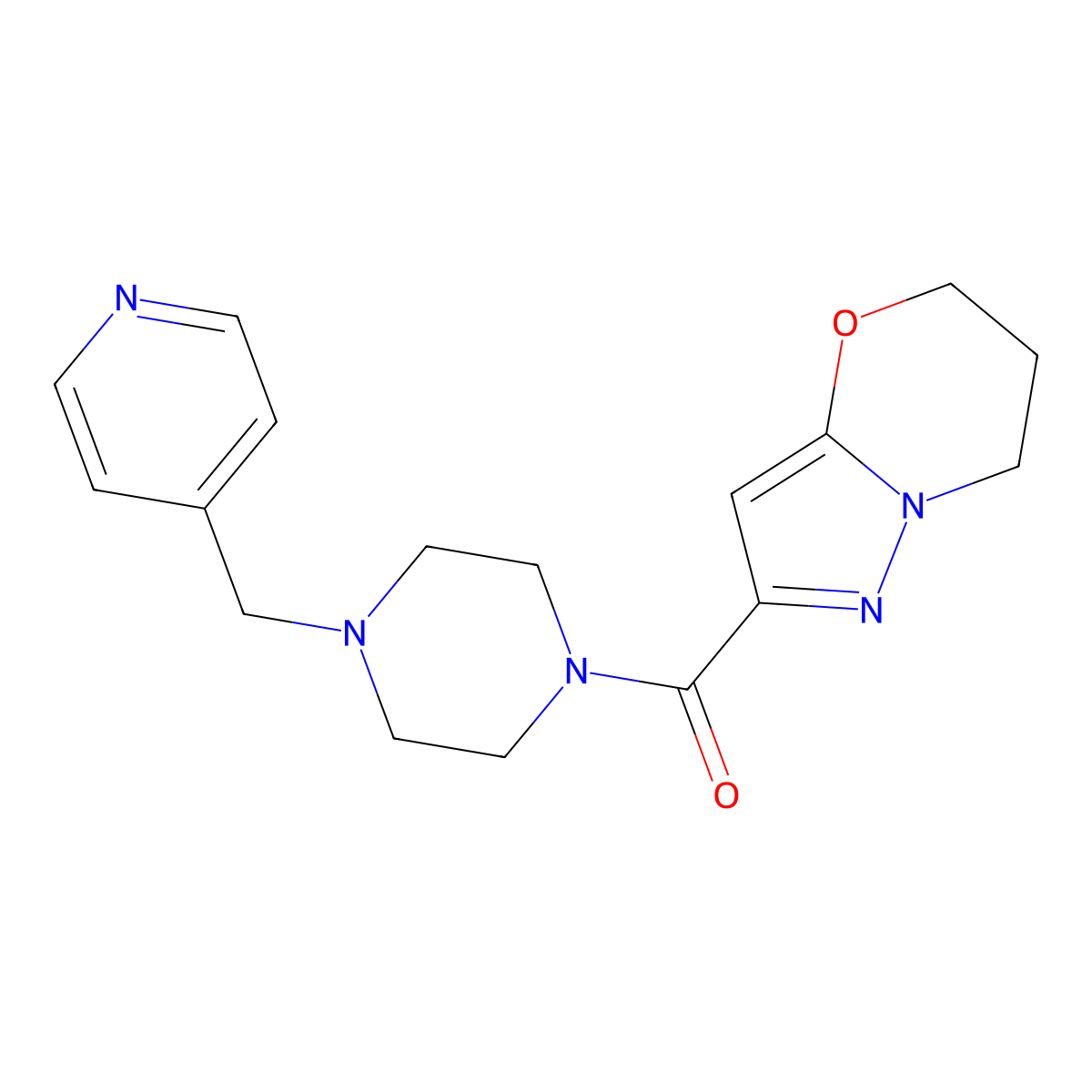 (6,7-dihydro-5H-pyrazolo[5,1-b][1,3]oxazin-2-yl)(4-(pyridin-4-ylmethyl)piperazin-1-yl)methanone molecular structure, CAS 1421482-37-2