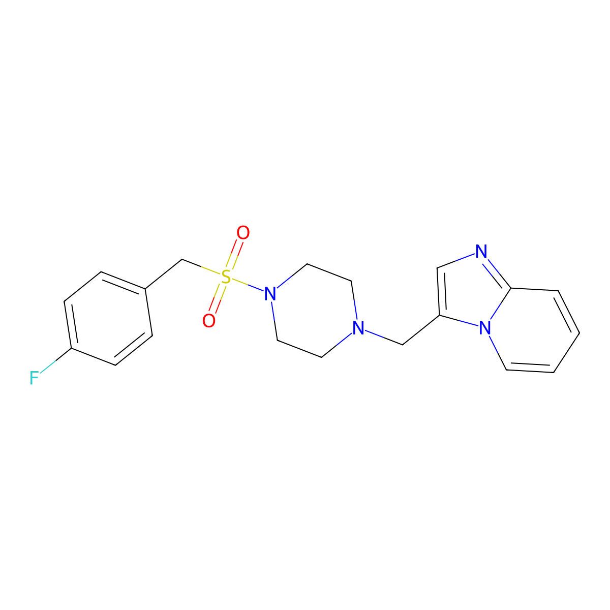 3-((4-((4-Fluorobenzyl)sulfonyl)piperazin-1-yl)methyl)imidazo[1,2-a]pyridine molecular structure, CAS 1421482-40-7