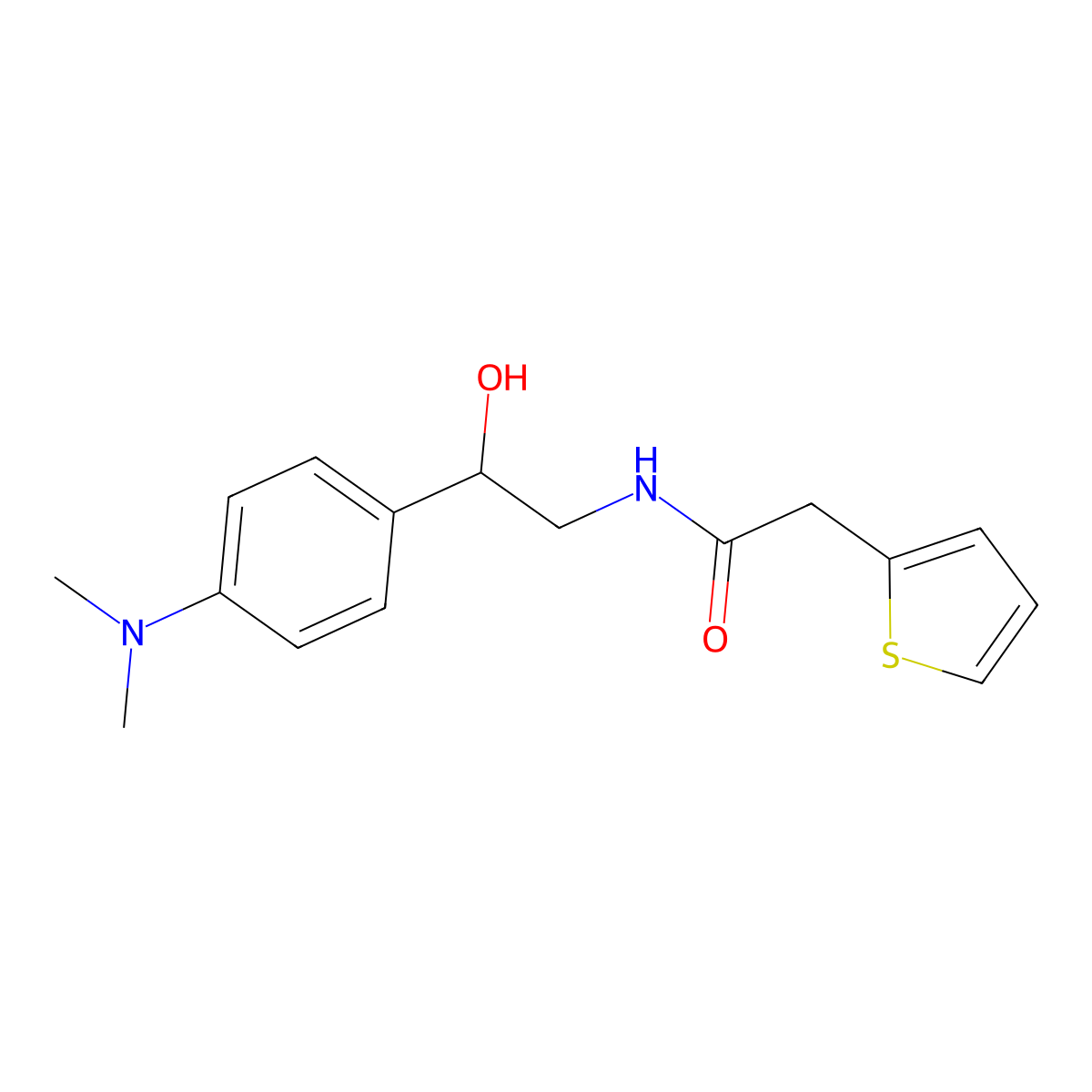 N-(2-(4-(dimethylamino)phenyl)-2-hydroxyethyl)-2-(thiophen-2-yl)acetamide molecular structure, CAS 1421482-45-2
