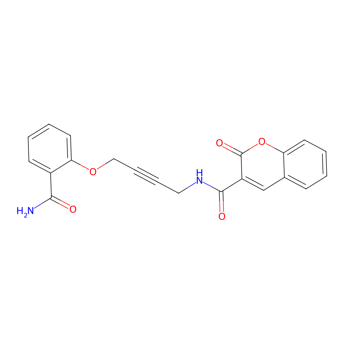 N-(4-(2-carbamoylphenoxy)but-2-yn-1-yl)-2-oxo-2H-chromene-3-carboxamide molecular structure, CAS 1421482-47-4