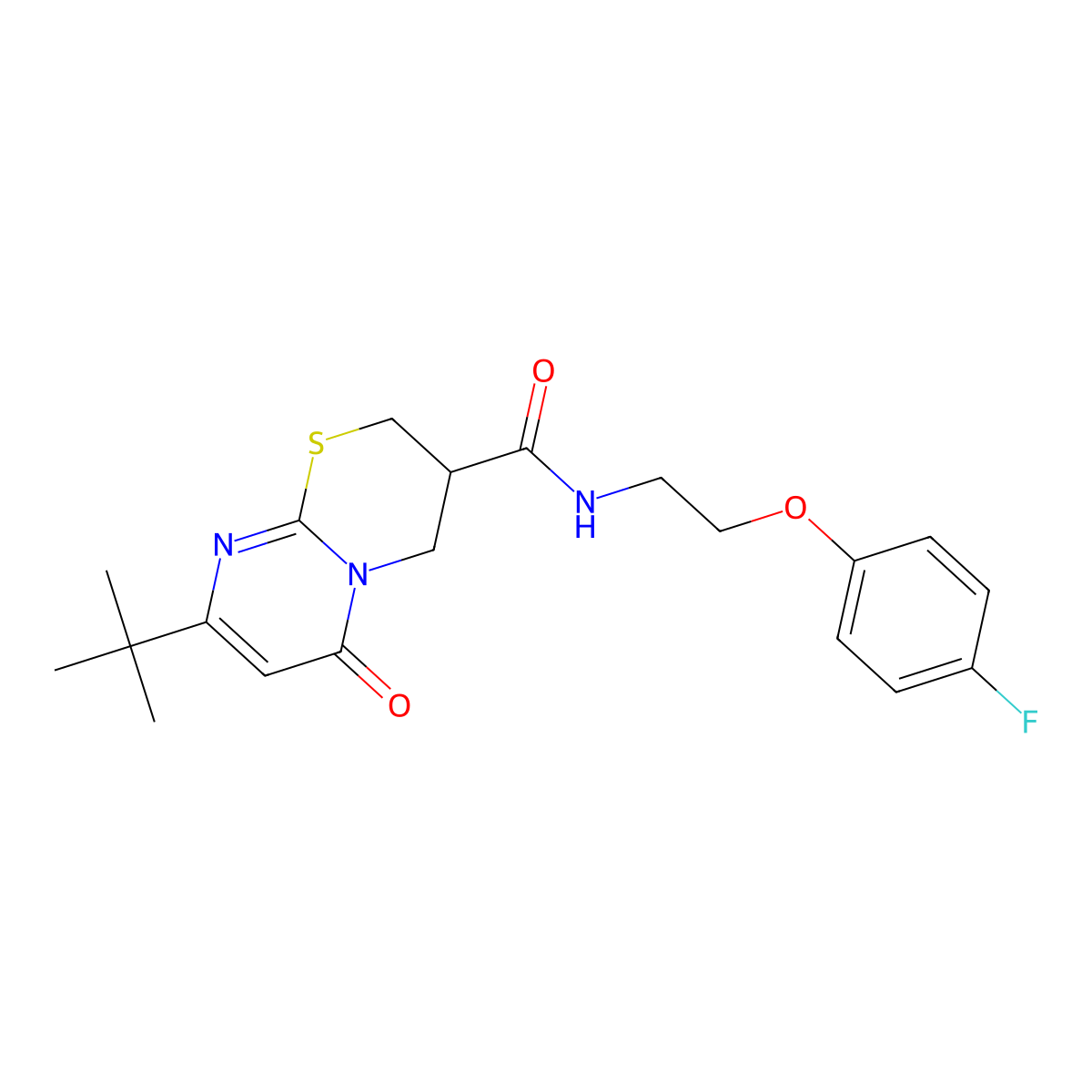 8-(tert-butyl)-N-(2-(4-fluorophenoxy)ethyl)-6-oxo-2,3,4,6-tetrahydropyrimido[2,1-b][1,3]thiazine-3-carboxamide molecular structure, CAS 1421482-50-9
