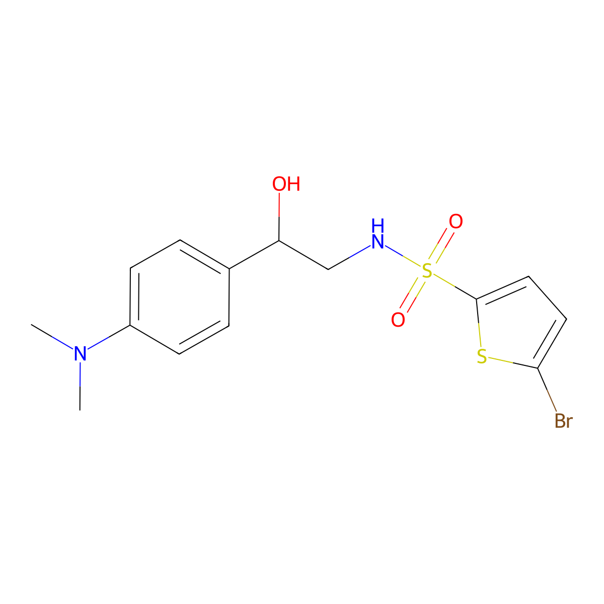 5-bromo-N-(2-(4-(dimethylamino)phenyl)-2-hydroxyethyl)thiophene-2-sulfonamide molecular structure, CAS 1421482-52-1