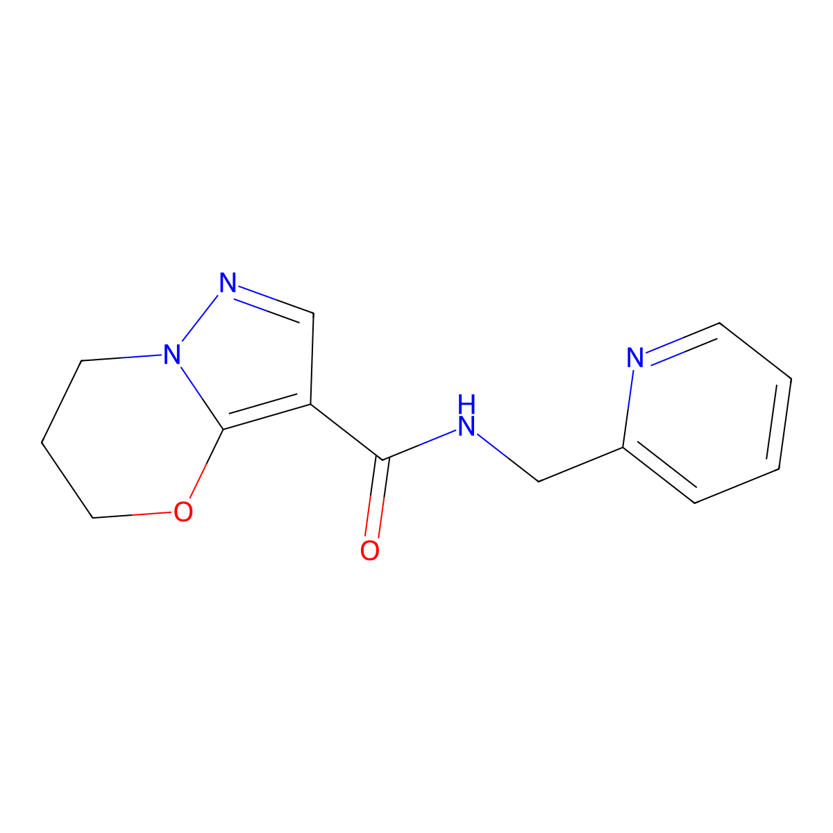 N-(pyridin-2-ylmethyl)-6,7-dihydro-5H-pyrazolo[5,1-b][1,3]oxazine-3-carboxamide molecular structure, CAS 1421482-53-2