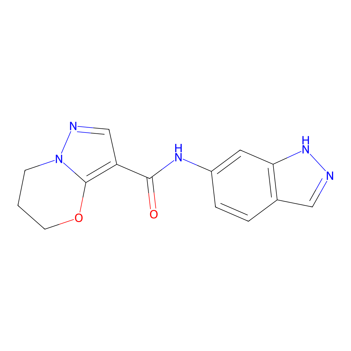 N-(1H-indazol-6-yl)-6,7-dihydro-5H-pyrazolo[5,1-b][1,3]oxazine-3-carboxamide molecular structure, CAS 1421482-61-2