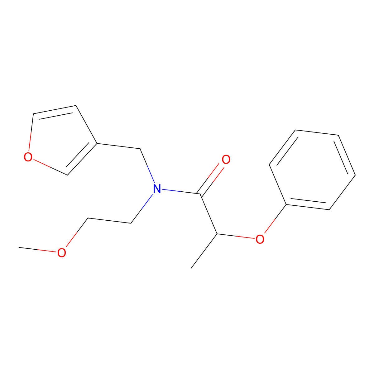 N-(furan-3-ylmethyl)-N-(2-methoxyethyl)-2-phenoxypropanamide molecular structure, CAS 1421482-68-9