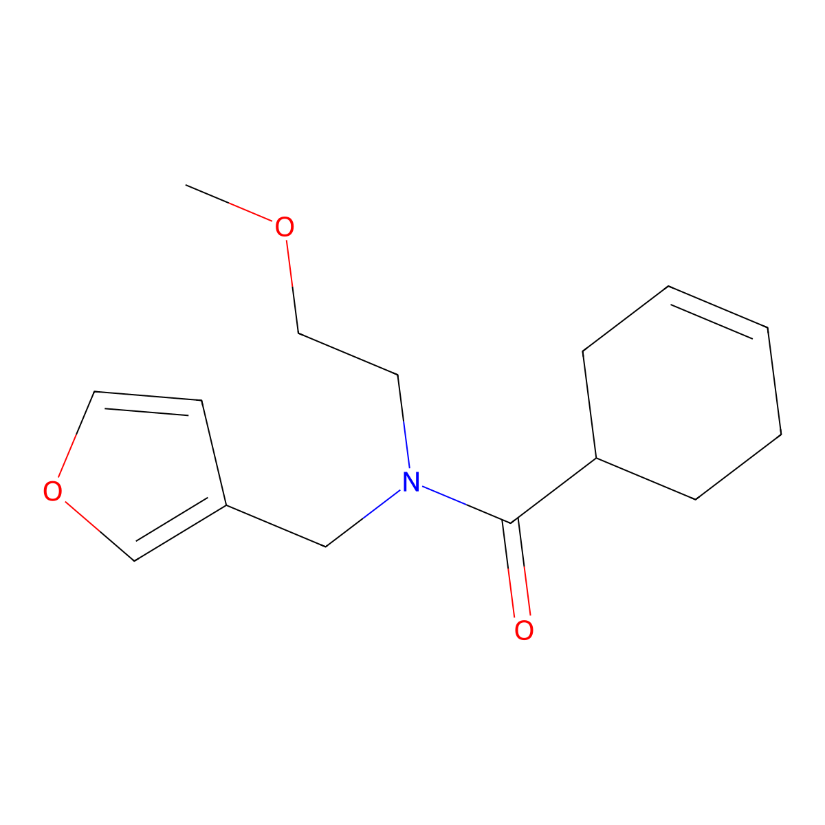 N-(furan-3-ylmethyl)-N-(2-methoxyethyl)cyclohex-3-enecarboxamide molecular structure, CAS 1421482-84-9