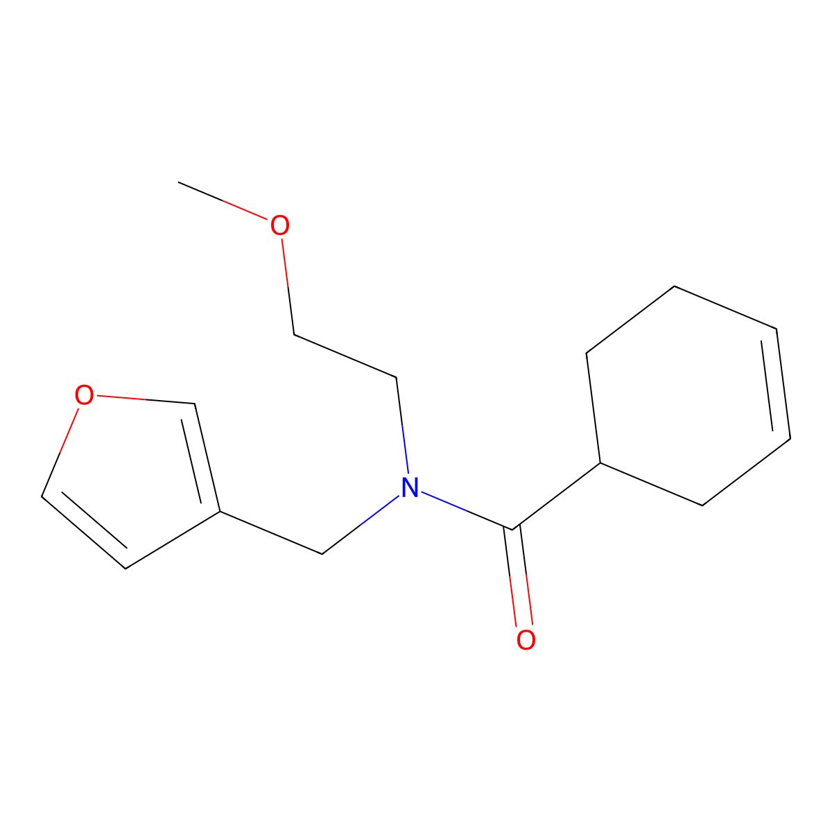 N-(furan-3-ylmethyl)-N-(2-methoxyethyl)cyclohex-3-enecarboxamide molecular structure, CAS 1421482-84-9