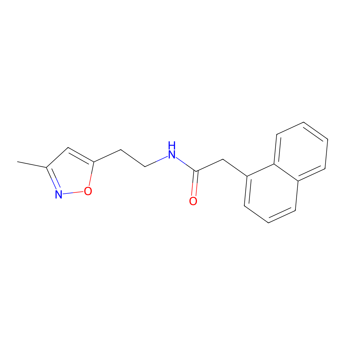 N-(2-(3-methylisoxazol-5-yl)ethyl)-2-(naphthalen-1-yl)acetamide molecular structure, CAS 1421482-85-0