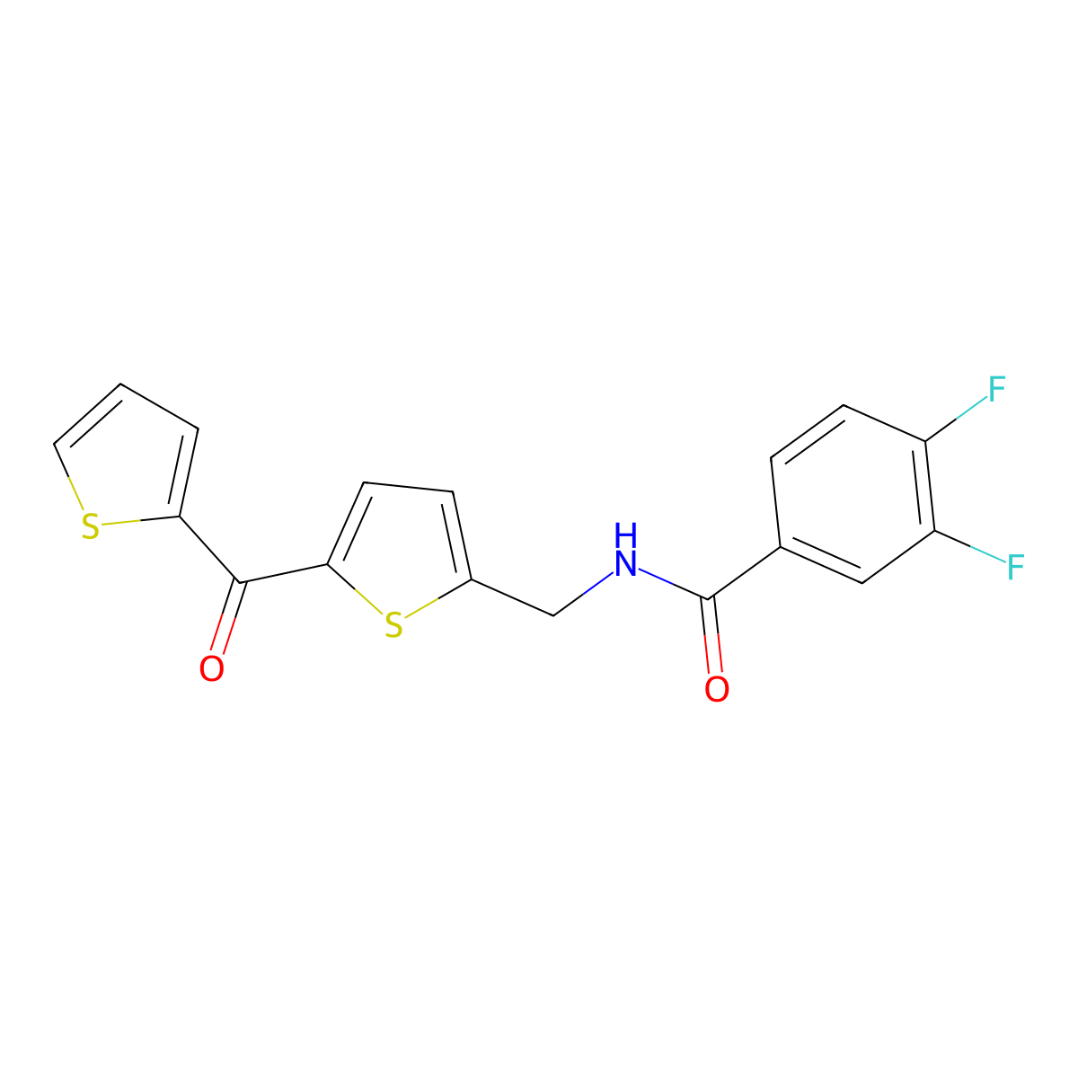 3,4-Difluoro-N-{[5-(thiophene-2-carbonyl)thiophen-2-YL]methyl}benzamide molecular structure, CAS 1421482-88-3