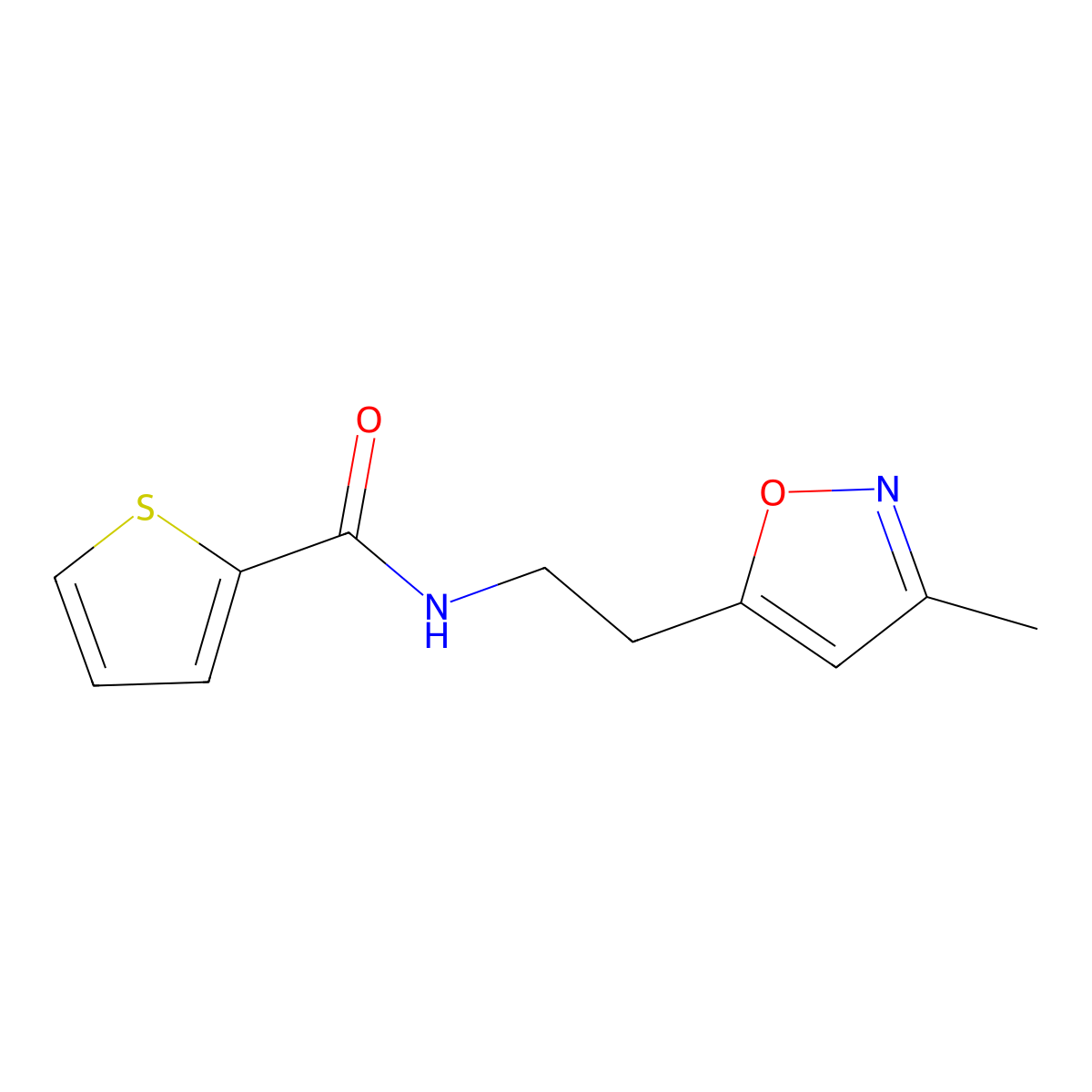 N-(2-(3-methylisoxazol-5-yl)ethyl)thiophene-2-carboxamide molecular structure, CAS 1421482-91-8