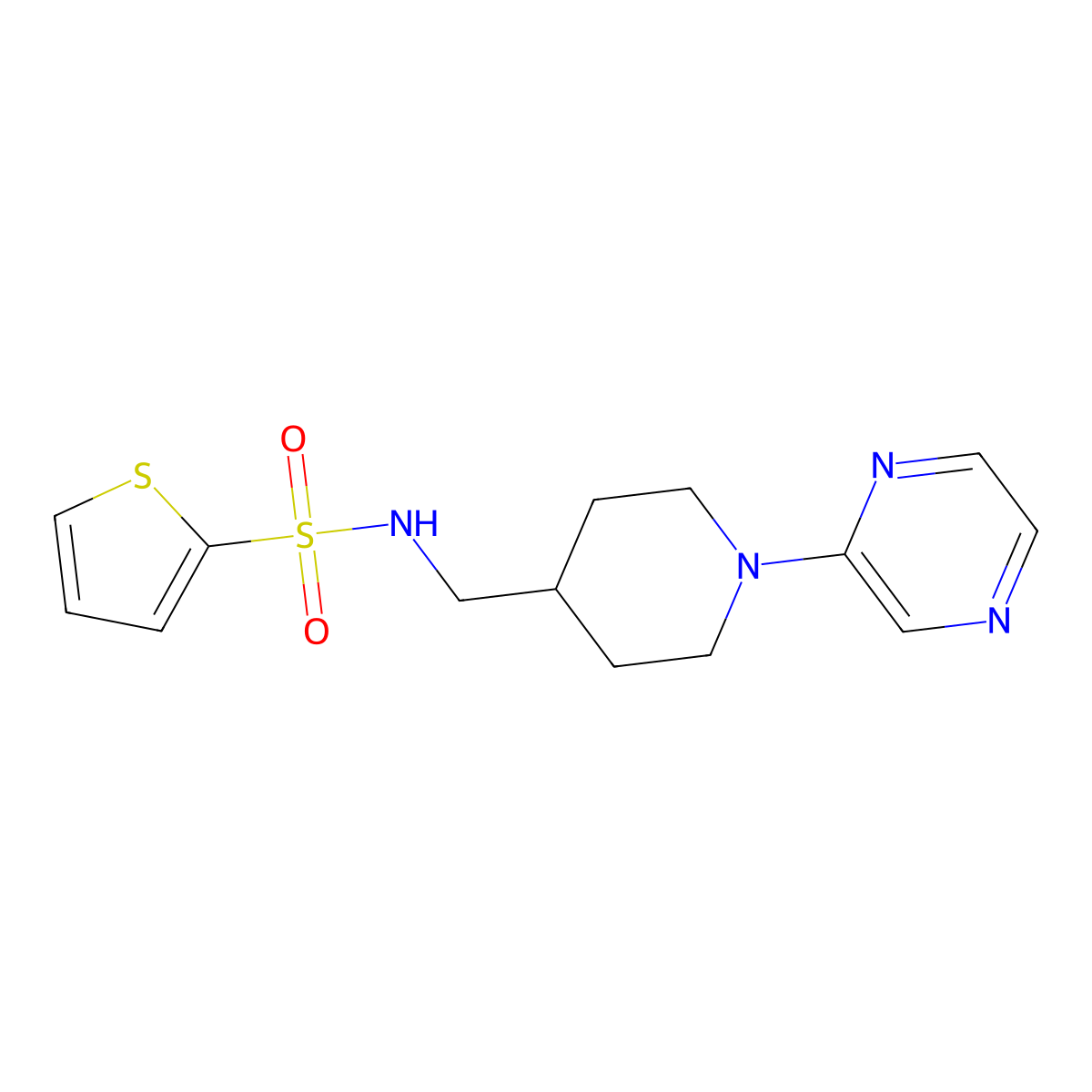 N-((1-(pyrazin-2-yl)piperidin-4-yl)methyl)thiophene-2-sulfonamide molecular structure, CAS 1421482-92-9