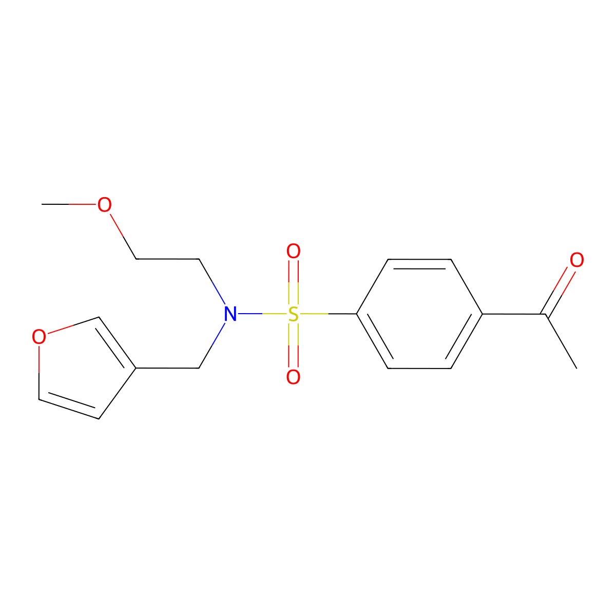 4-acetyl-N-(furan-3-ylmethyl)-N-(2-methoxyethyl)benzenesulfonamide molecular structure, CAS 1421482-93-0