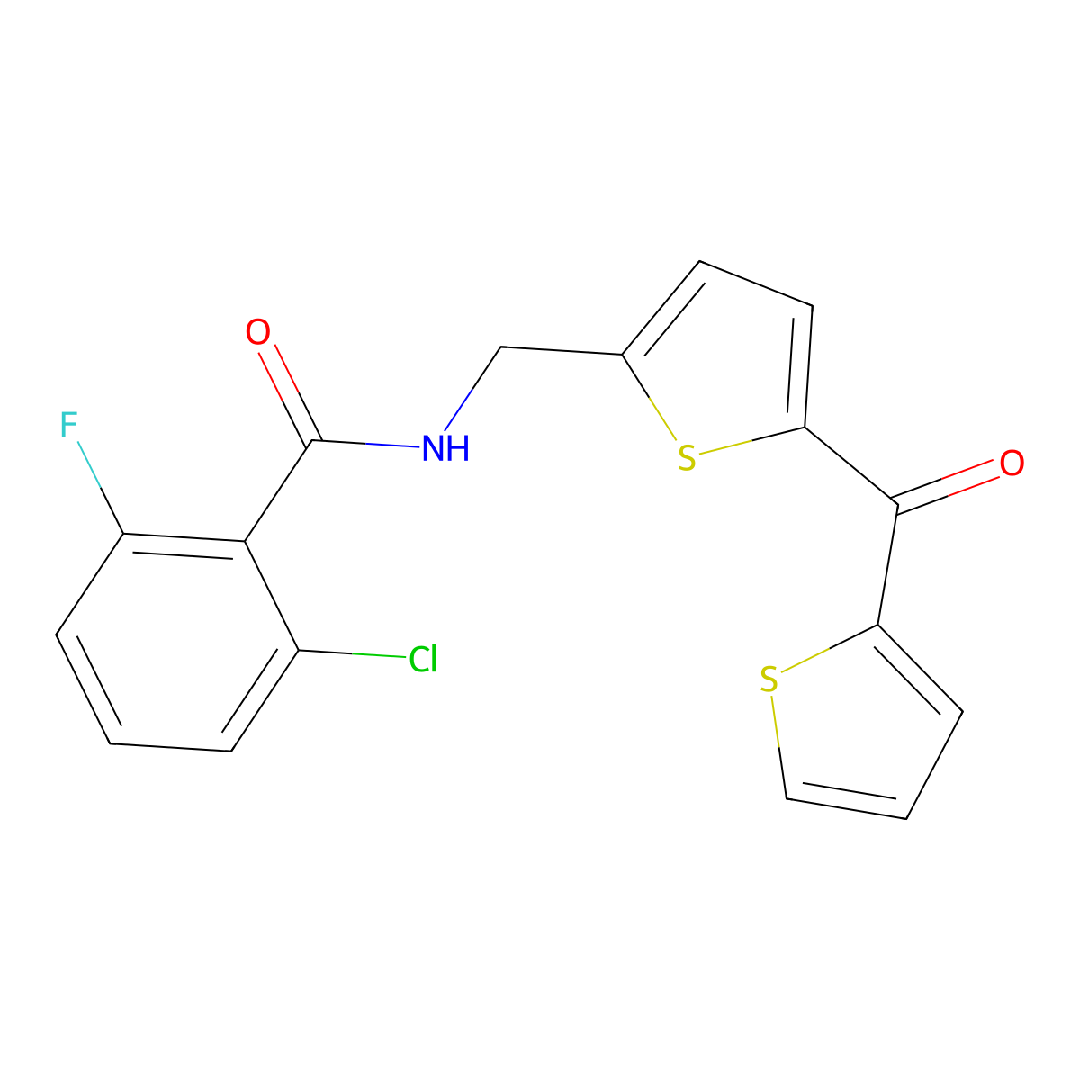 2-Chloro-6-fluoro-N-{[5-(thiophene-2-carbonyl)thiophen-2-YL]methyl}benzamide molecular structure, CAS 1421482-95-2