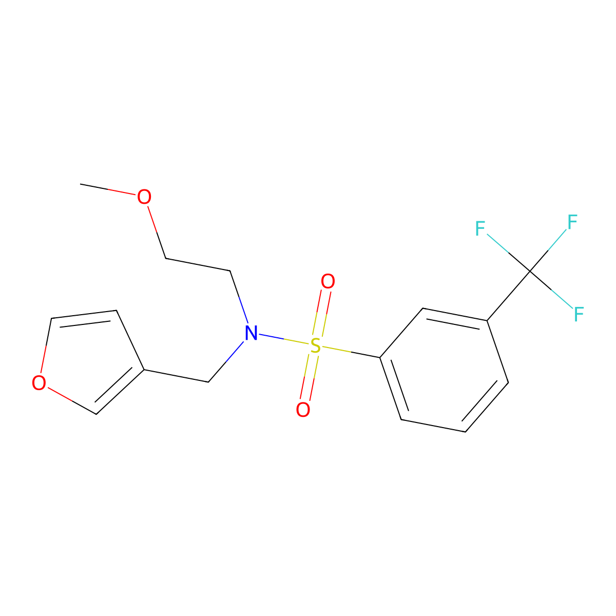 N-(furan-3-ylmethyl)-N-(2-methoxyethyl)-3-(trifluoromethyl)benzenesulfonamide molecular structure, CAS 1421483-00-2
