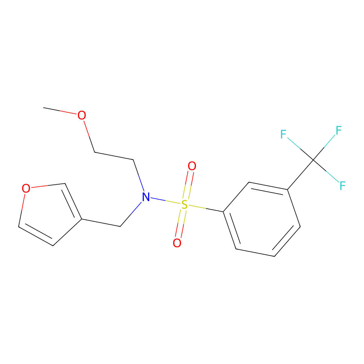 N-(furan-3-ylmethyl)-N-(2-methoxyethyl)-3-(trifluoromethyl)benzenesulfonamide molecular structure, CAS 1421483-00-2
