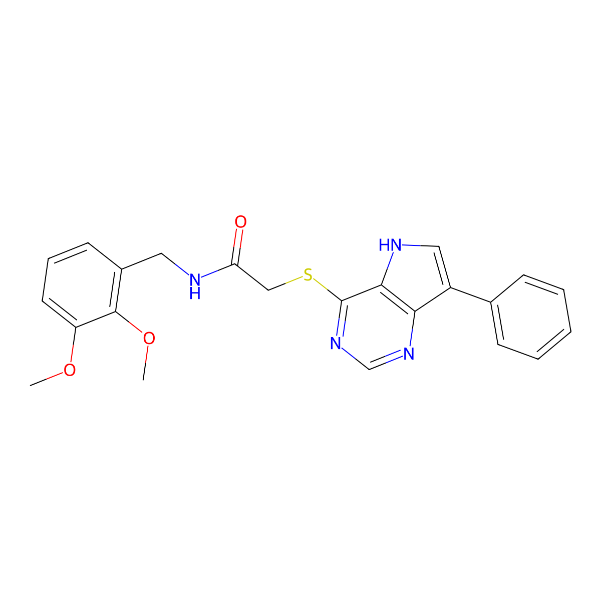 N-(2,3-dimethoxybenzyl)-2-((7-phenyl-5H-pyrrolo[3,2-d]pyrimidin-4-yl)thio)acetamide molecular structure, CAS 1421483-01-3