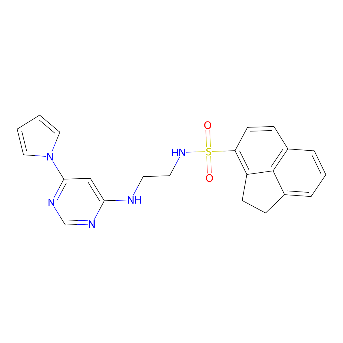 N-(2-{[6-(1H-pyrrol-1-yl)pyrimidin-4-yl]amino}ethyl)-1,2-dihydroacenaphthylene-3-sulfonamide molecular structure, CAS 1421483-05-7