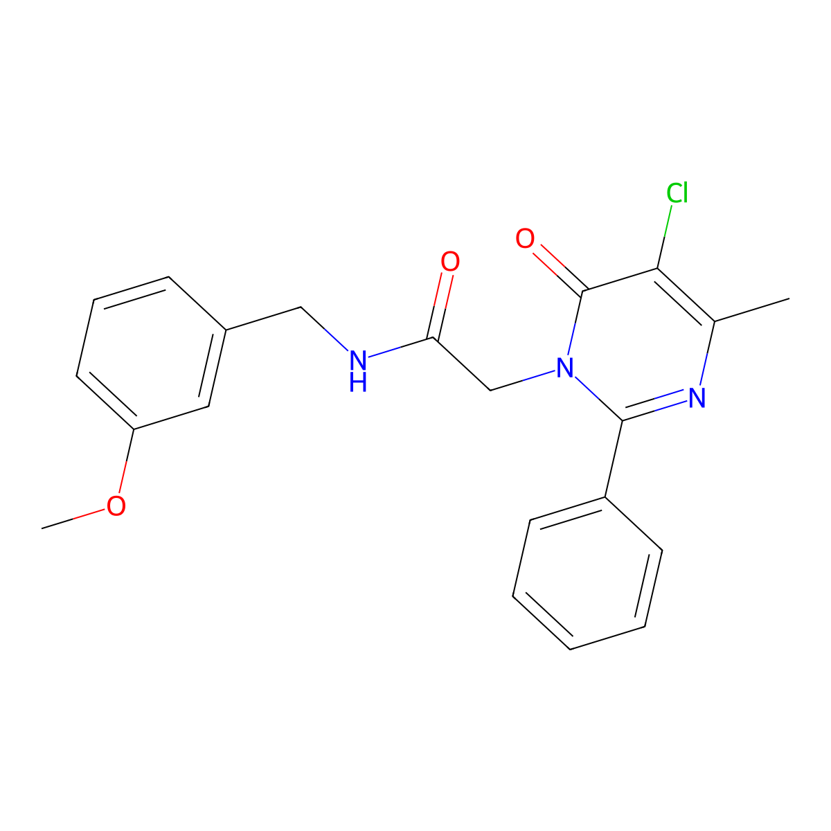 2-(5-chloro-4-methyl-6-oxo-2-phenylpyrimidin-1(6H)-yl)-N-(3-methoxybenzyl)acetamide molecular structure, CAS 1421483-07-9
