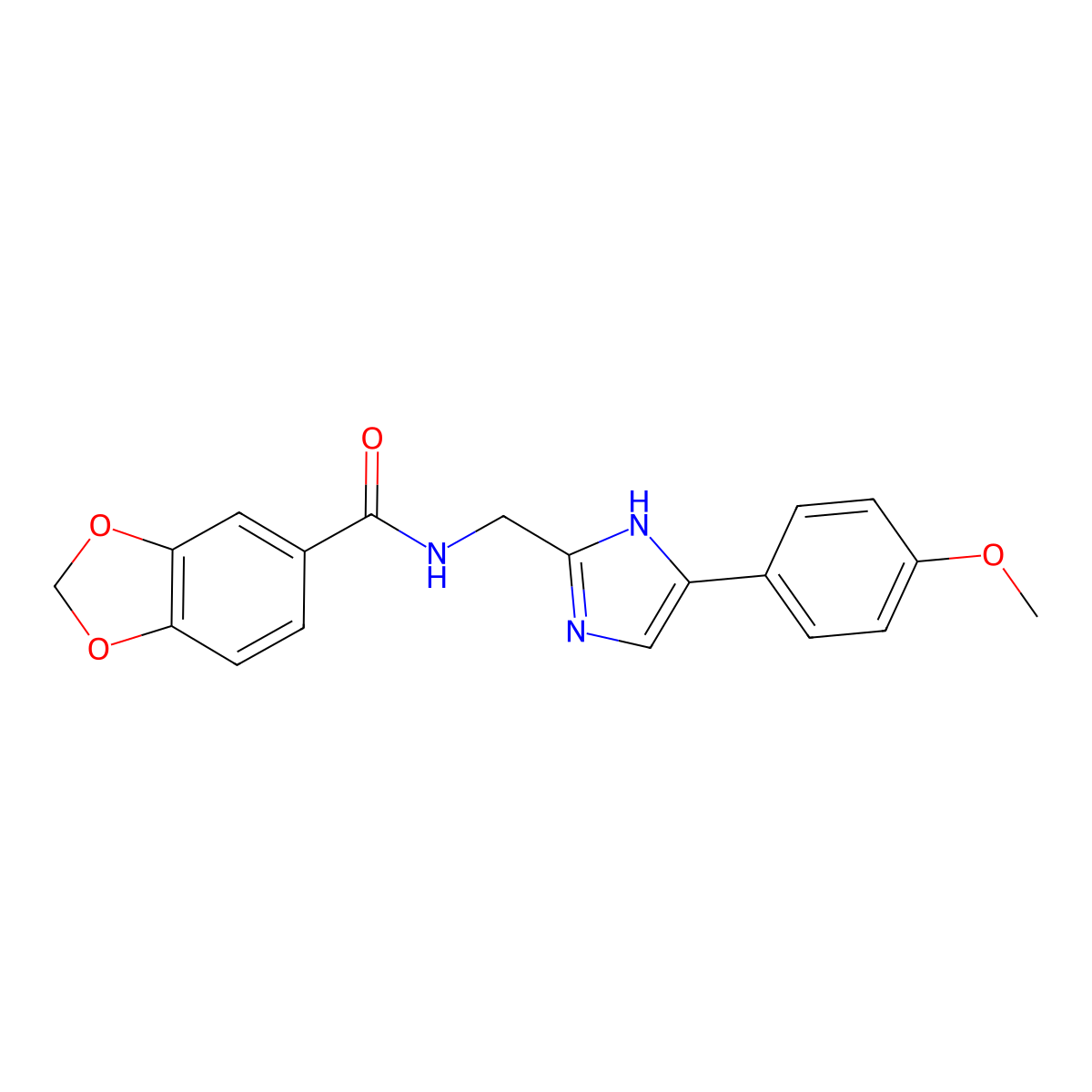 N-((4-(4-methoxyphenyl)-1H-imidazol-2-yl)methyl)benzo[d][1,3]dioxole-5-carboxamide molecular structure, CAS 1421483-08-0