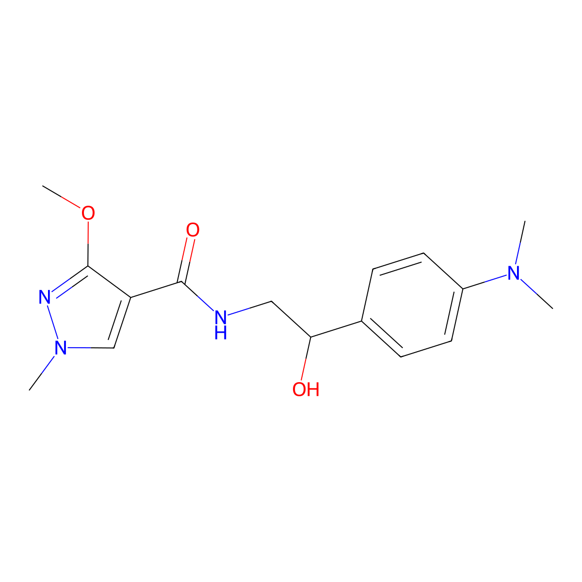 N-{2-[4-(dimethylamino)phenyl]-2-hydroxyethyl}-3-methoxy-1-methyl-1H-pyrazole-4-carboxamide molecular structure, CAS 1421483-14-8