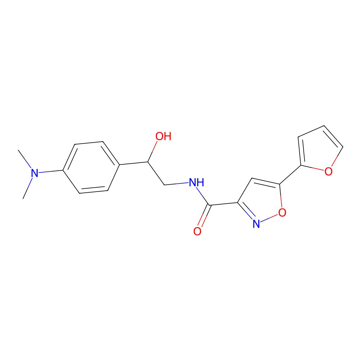 N-(2-(4-(dimethylamino)phenyl)-2-hydroxyethyl)-5-(furan-2-yl)isoxazole-3-carboxamide molecular structure, CAS 1421483-22-8