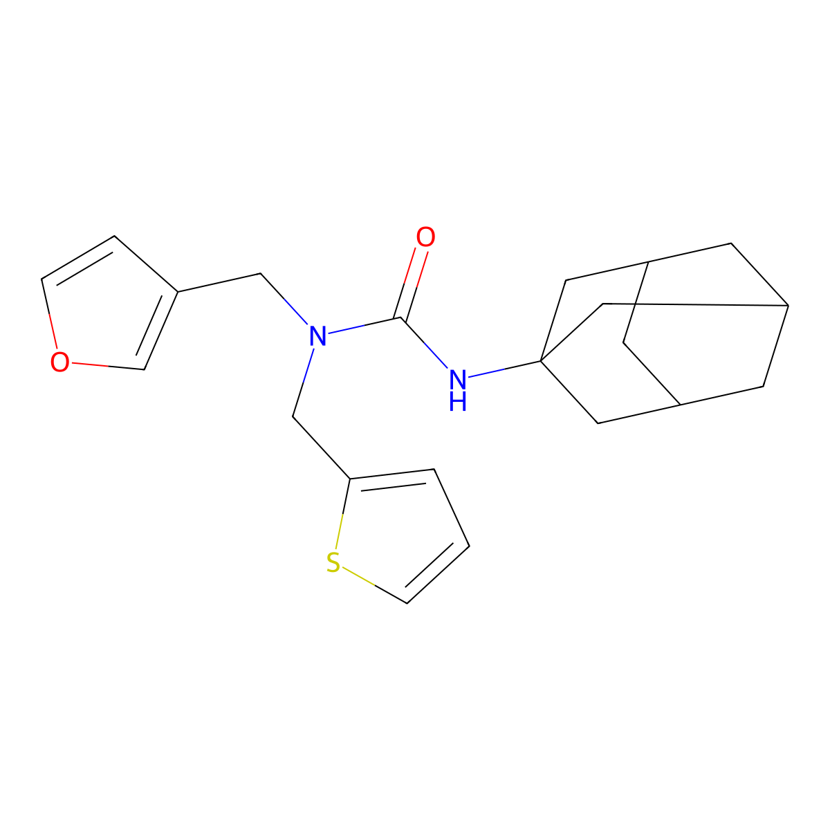 1-(Adamantan-1-yl)-3-[(furan-3-yl)methyl]-3-[(thiophen-2-yl)methyl]urea molecular structure, CAS 1421483-24-0