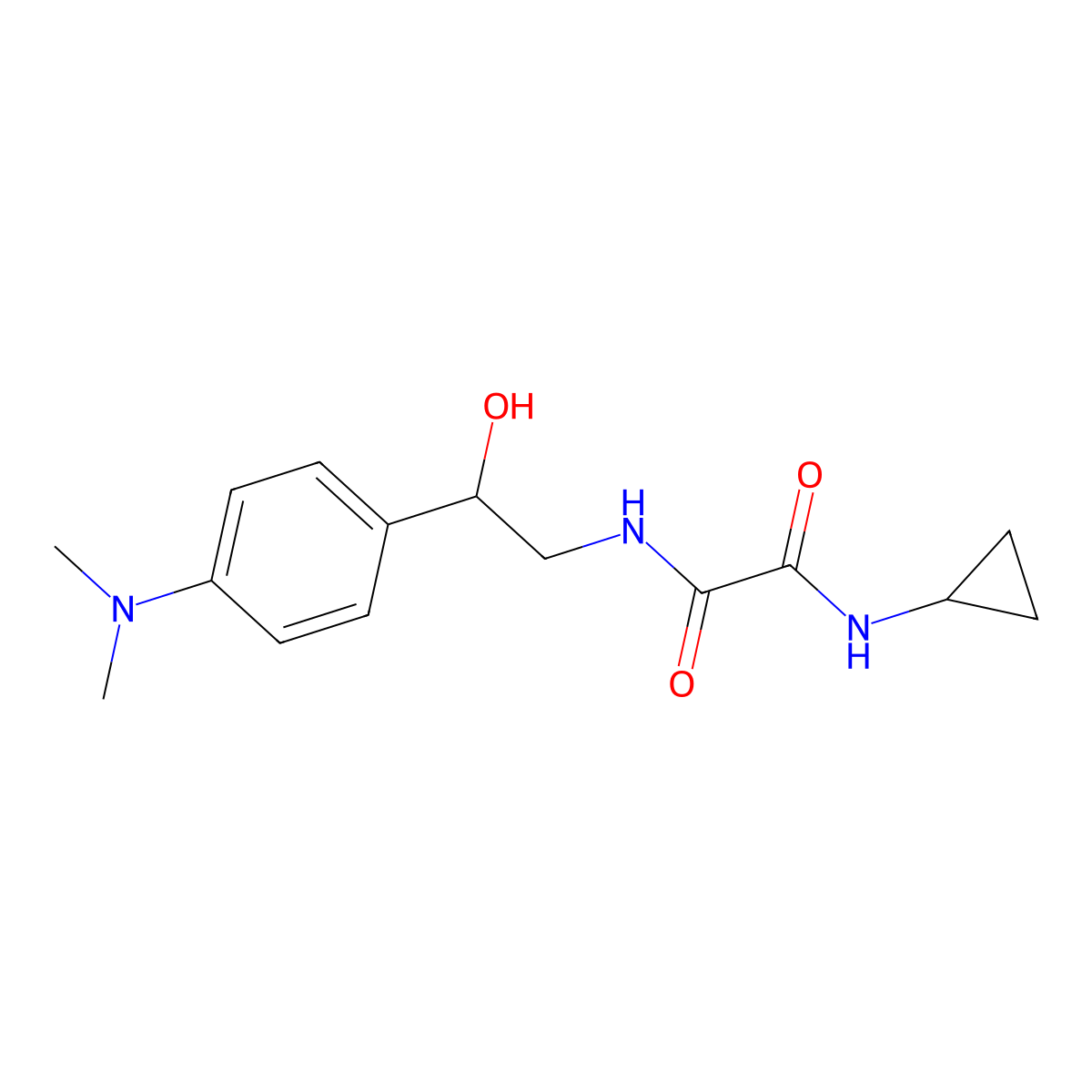 N1-cyclopropyl-N2-(2-(4-(dimethylamino)phenyl)-2-hydroxyethyl)oxalamide molecular structure, CAS 1421483-36-4