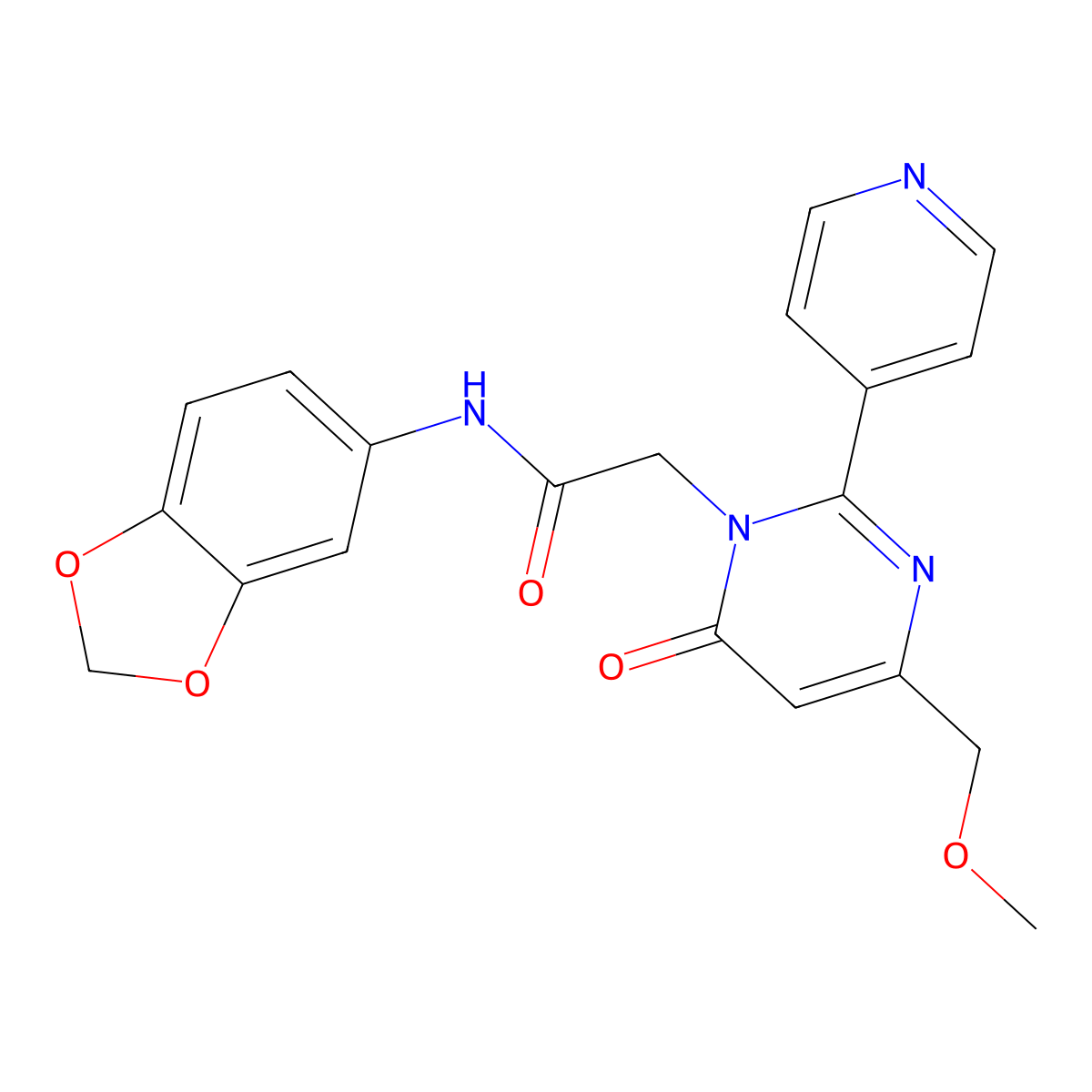N-(benzo[d][1,3]dioxol-5-yl)-2-(4-(methoxymethyl)-6-oxo-2-(pyridin-4-yl)pyrimidin-1(6H)-yl)acetamide molecular structure, CAS 1421483-38-6