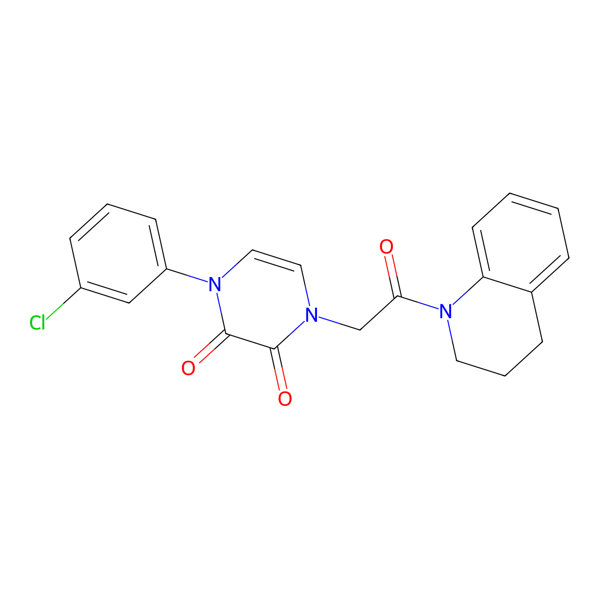 1-(3-chlorophenyl)-4-(2-(3,4-dihydroquinolin-1(2H)-yl)-2-oxoethyl)pyrazine-2,3(1H,4H)-dione molecular structure, CAS 1421483-42-2