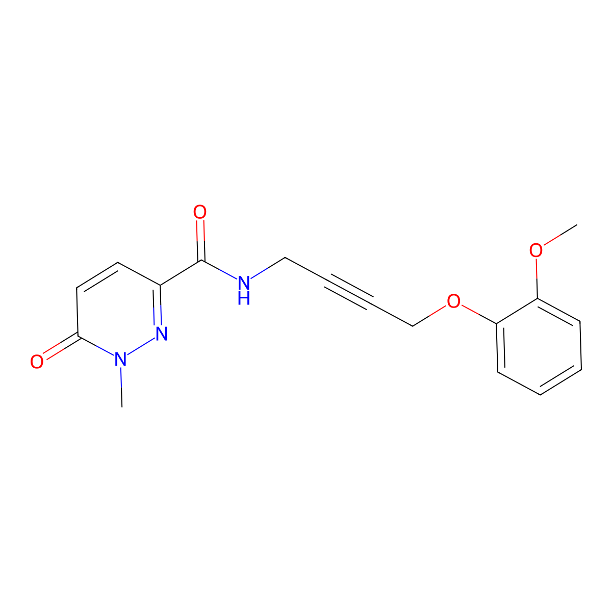 N-[4-(2-methoxyphenoxy)but-2-yn-1-yl]-1-methyl-6-oxo-1,6-dihydropyridazine-3-carboxamide molecular structure, CAS 1421483-58-0