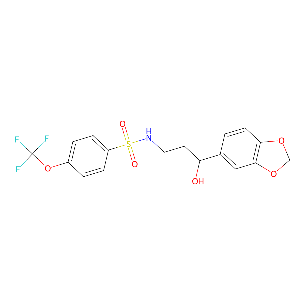 N-(3-(benzo[d][1,3]dioxol-5-yl)-3-hydroxypropyl)-4-(trifluoromethoxy)benzenesulfonamide molecular structure, CAS 1421483-61-5