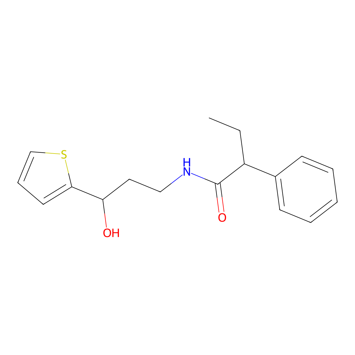 N-(3-hydroxy-3-(thiophen-2-yl)propyl)-2-phenylbutanamide molecular structure, CAS 1421483-62-6